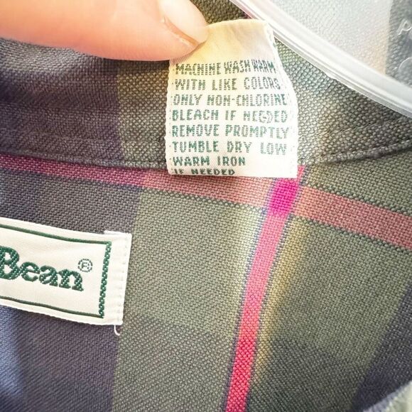 L.L.Bean ODM XL Tall Men’s Green Navy Plaid Button Down Shirt Vintage Classic 90 - Picture 6 of 6